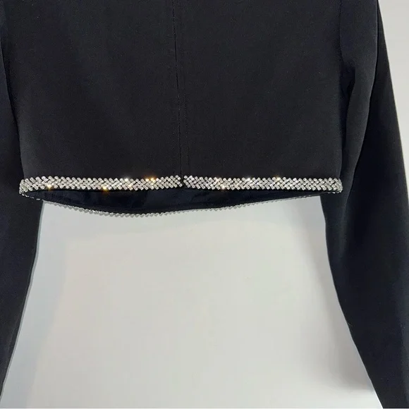 Lovers and Friends x Rachel Cosette Rhinestone Trimmed Black Crop Top Size S - Picture 7 of 12